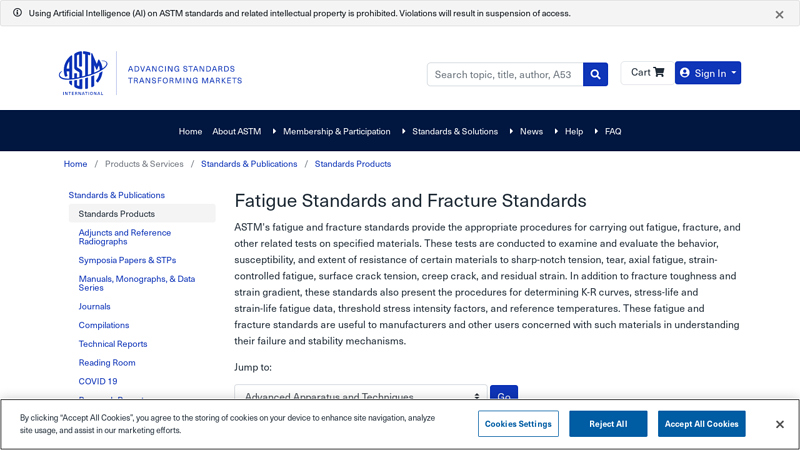 Fatigue Standards and Fracture Standards
