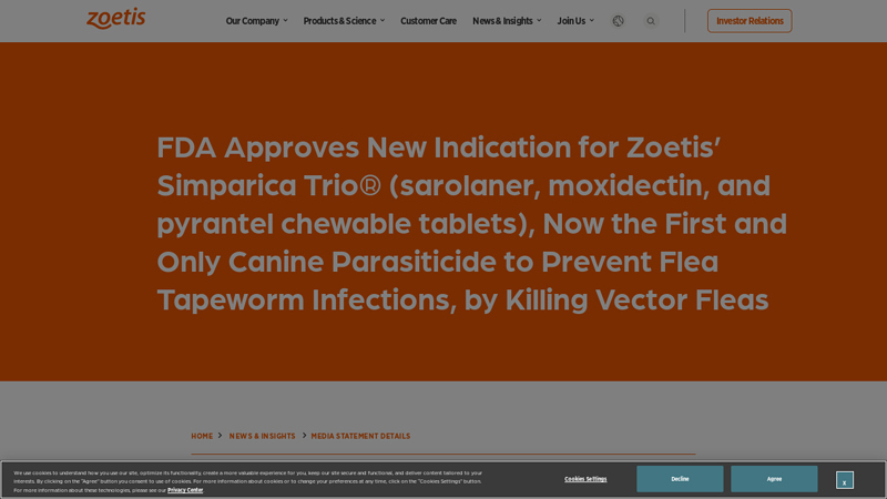 FDA Approves New Indication for Zoetis' Simparica Trio® (sarolaner ...