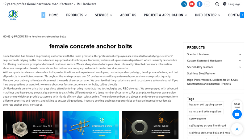 female concrete anchor bolts Manufacturer