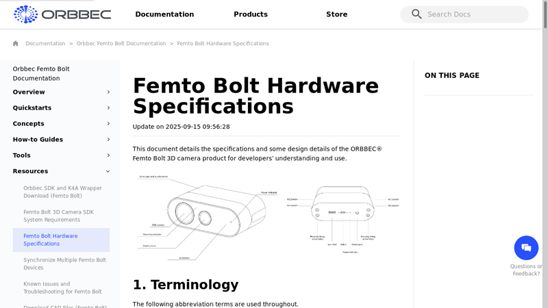 Femto Bolt Hardware Specifications