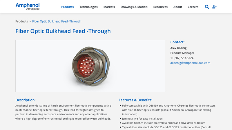Fiber Optic Bulkhead Feed -Through