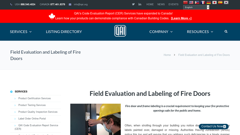 Field Evaluation and Labeling of Fire Doors
