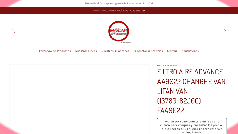 FILTRO AIRE ADVANCE AA9022 CHANGHE VAN LIFAN VAN ...