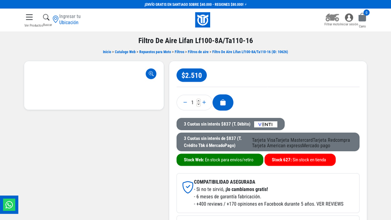 Filtro De Aire Lifan Lf100
