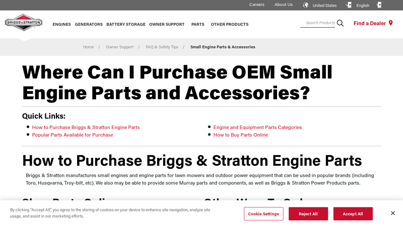 Find Small Engine Parts and Accessories