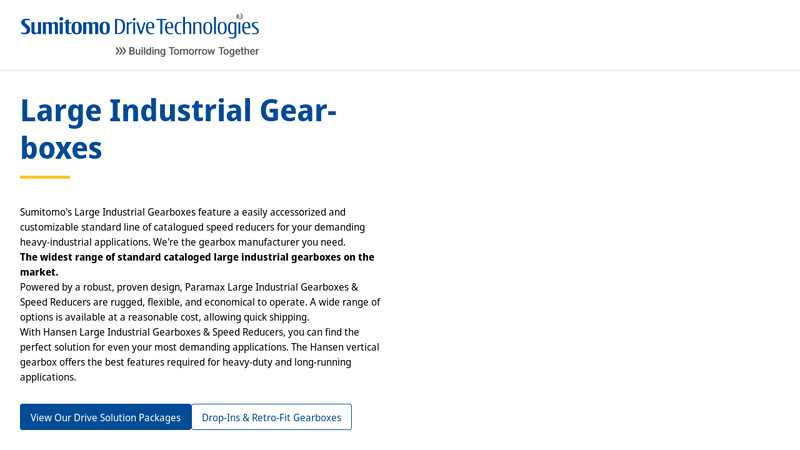 Find the Perfect Large Industrial Gearbox from Sumitomo