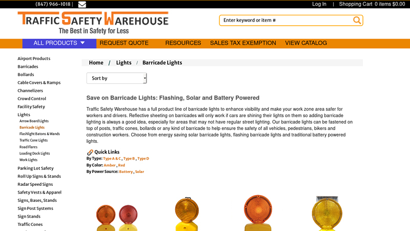 Flashing, Solar & LED Barricade Lights