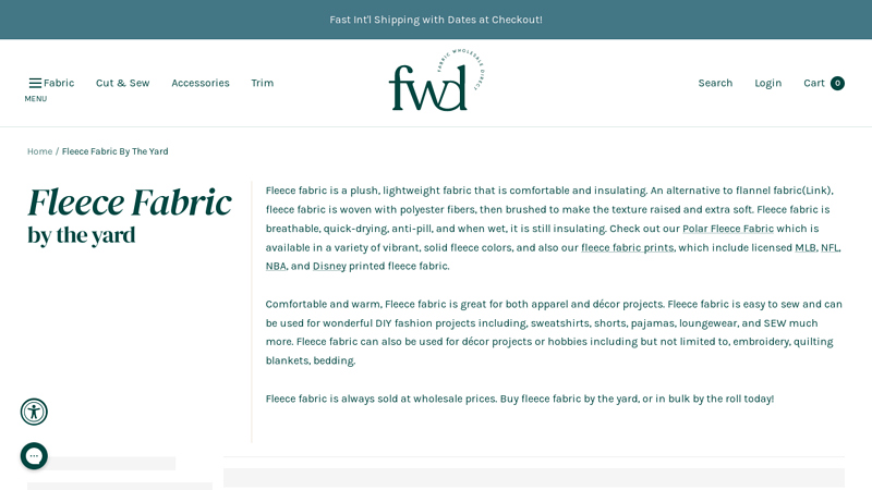 Fleece Fabric By The Yard