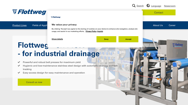 Flottweg Your manufacturer for industrial belt presses