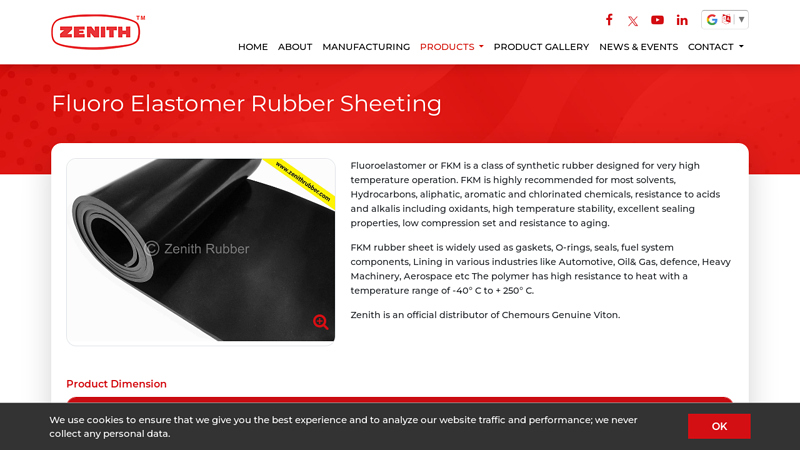 Fluoro Elastomer Rubber Sheeting