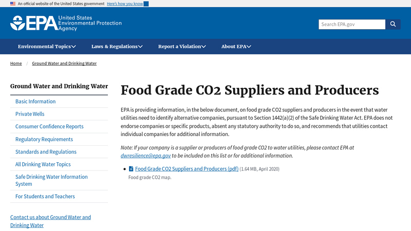 Food Grade CO2 Suppliers and Producers