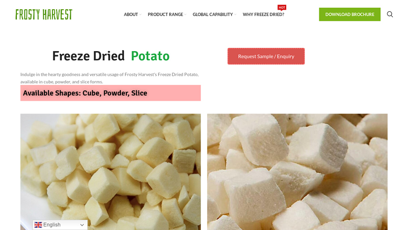 Freeze Dried Potato Manufacturer & Exporter
