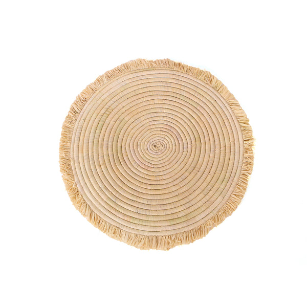 Fringed Woven Charger - Natural Sweetgrass & Raffia, 15