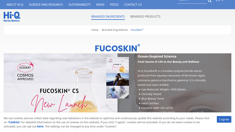 FucoSkin® Fucoidan Extract, Brown Algae Extract, Laminaria ...