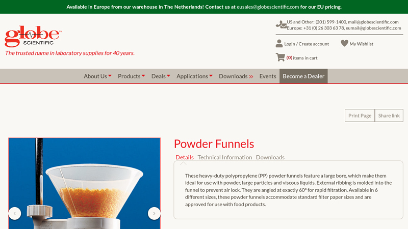 Funnel, Powder, PP, 60mm