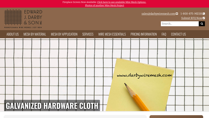 Galvanized Hardware Cloth - Buy Online