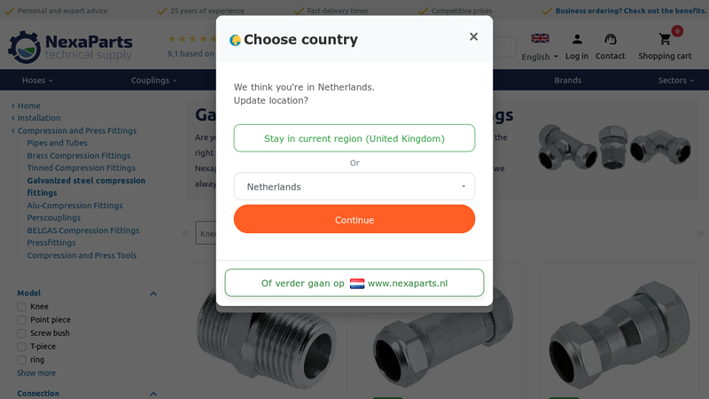 Galvanized steel compression fittings