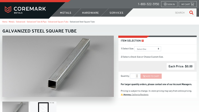 Galvanized Steel Square Tube