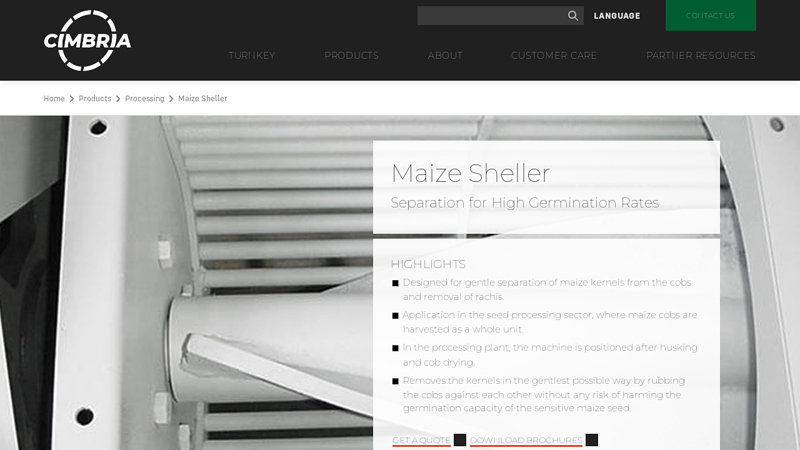 Gentle separation of maize