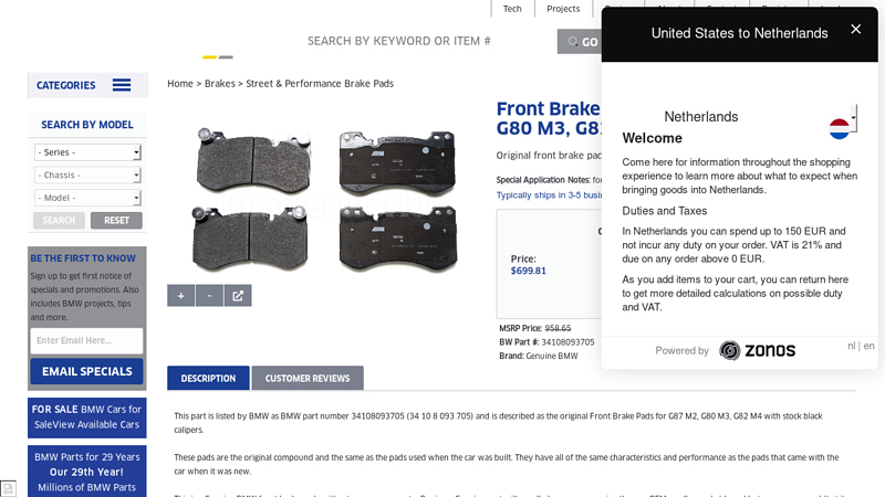 Genuine BMW Front Brake Pad Set