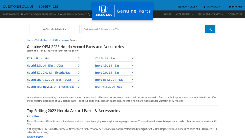 Genuine OEM 2022 Honda Accord Parts and Accessories