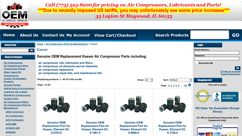 Genuine OEM Replacement Kaeser Air Compressor Parts