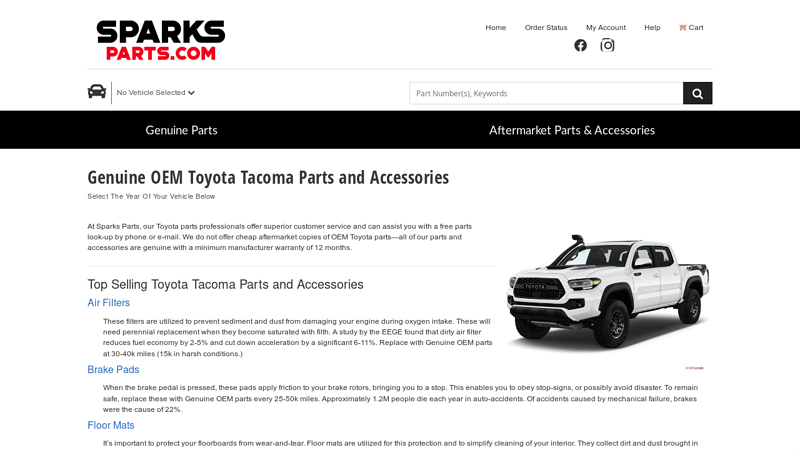 Genuine OEM Toyota Tacoma Parts and Accessories