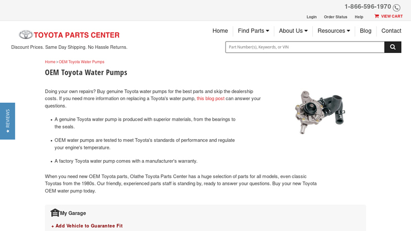 Genuine OEM Toyota Water Pumps Parts