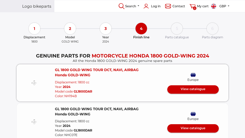 Genuine parts for Motorcycle Honda 1800 GOLD
