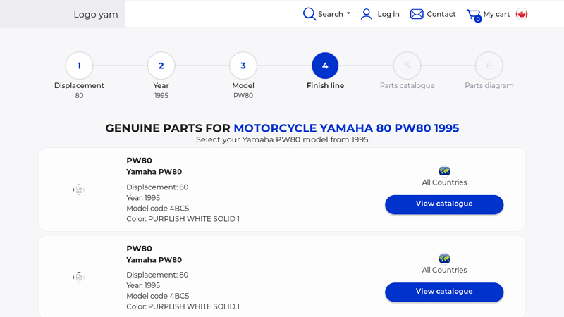 Genuine parts for Motorcycle Yamaha 80 PW80 1995