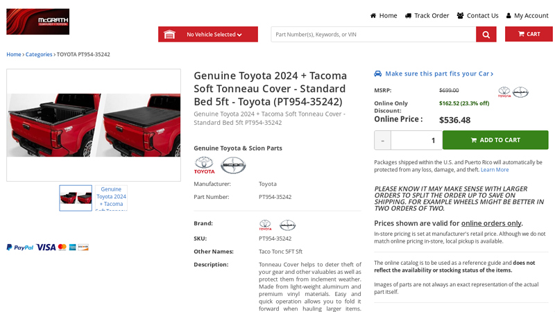 Genuine Toyota 2024 + Tacoma Soft Tonneau Cover