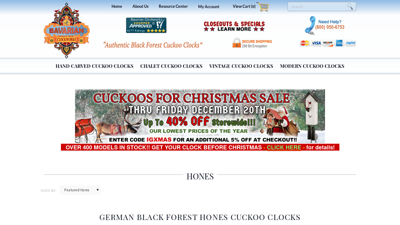German Black Forest Hones Cuckoo Clocks
