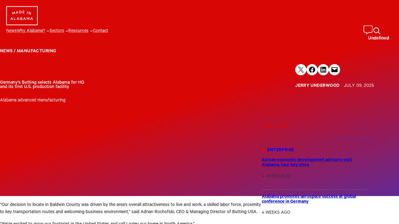 Germany's Butting selects Alabama for HQ and its first U.S. ...