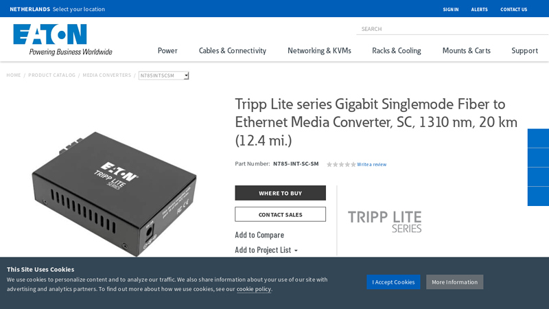 Gigabit Singlemode Fiber to Ethernet Media Converter, SC, 1310 ...