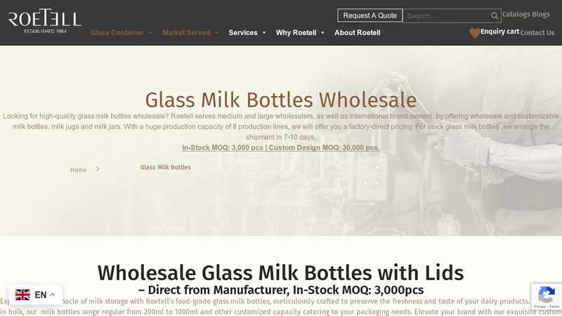 Glass Milk Bottles Wholesale