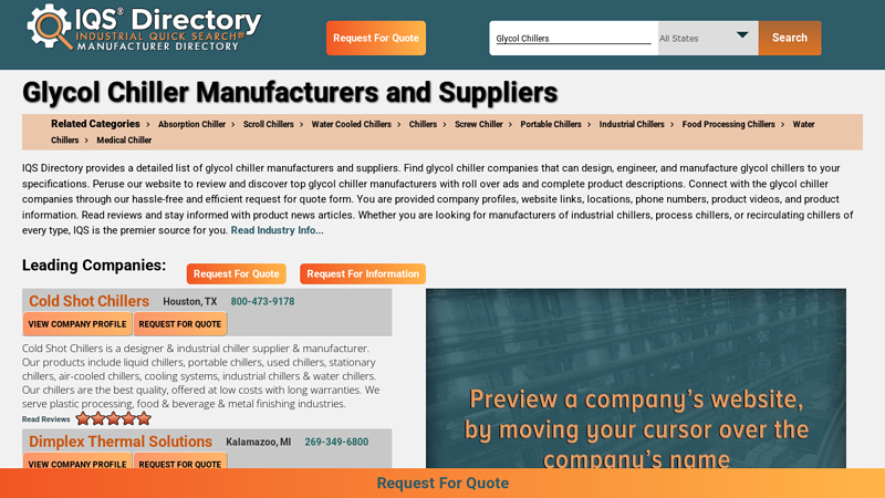 Glycol Chiller Manufacturers Suppliers