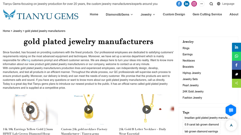 gold plated jewelry manufacturers