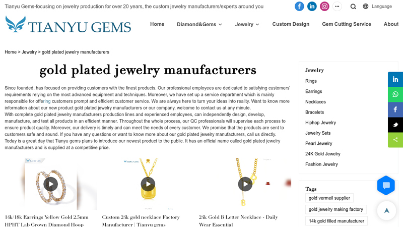 gold plated jewelry manufacturers