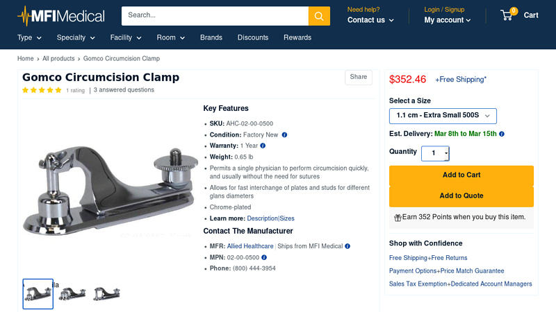 Gomco Circumcision Clamp