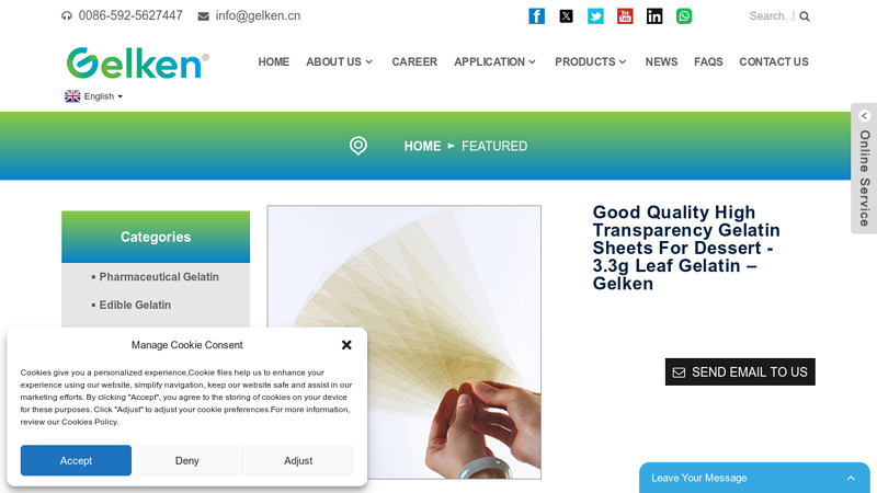 Good Quality High Transparency Gelatin Sheets For Dessert