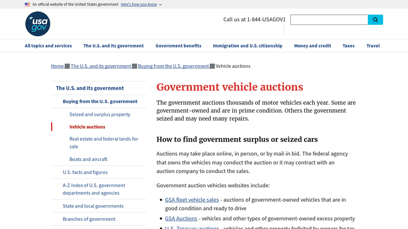 Government vehicle auctions