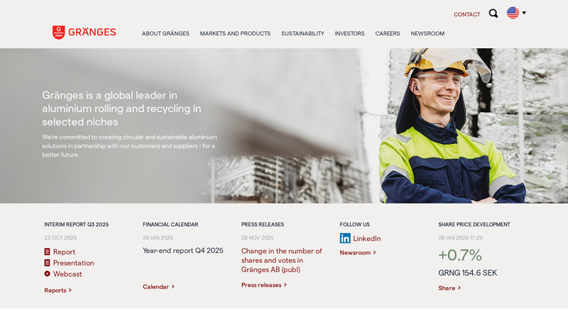 Gränges circular and sustainable aluminium