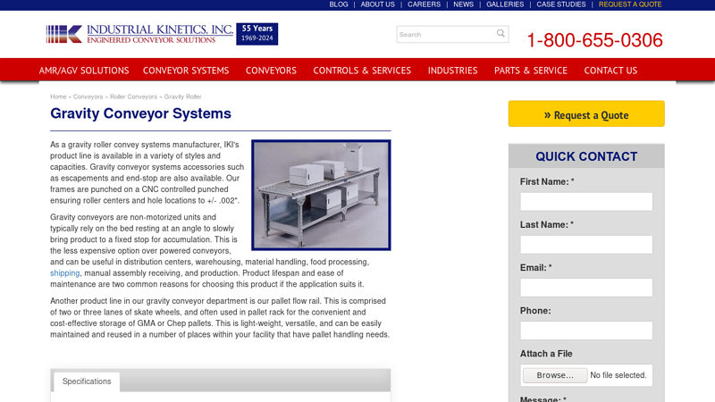 Gravity Roller Conveyor Systems Manufacturer