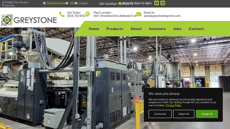 Greystone Logistics – 100% Recycled Plastic Pallets