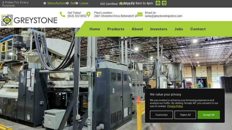 Greystone Logistics – 100% Recycled Plastic Pallets