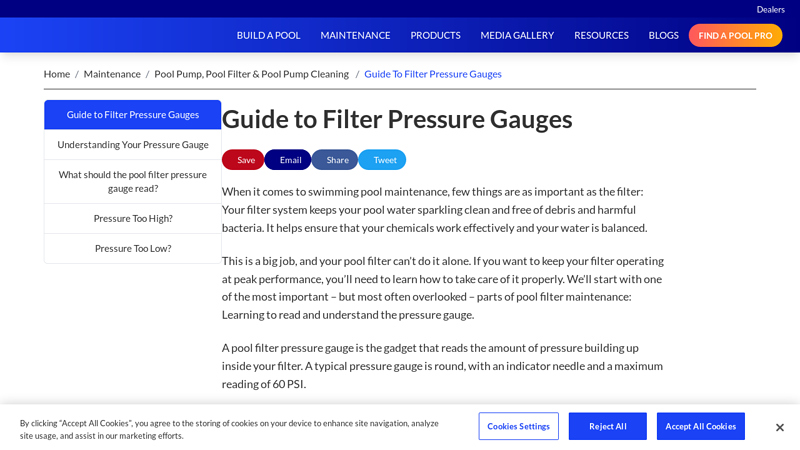 Guide to Pool Filter Pressure Gauges
