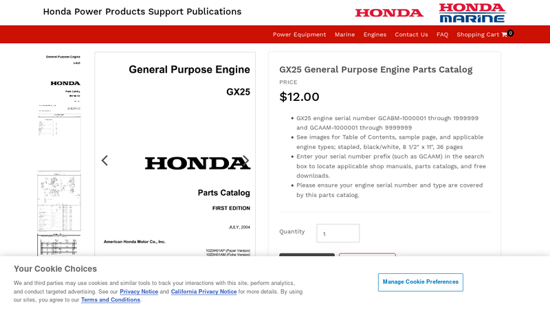 GX25 General Purpose Engine Parts Catalog