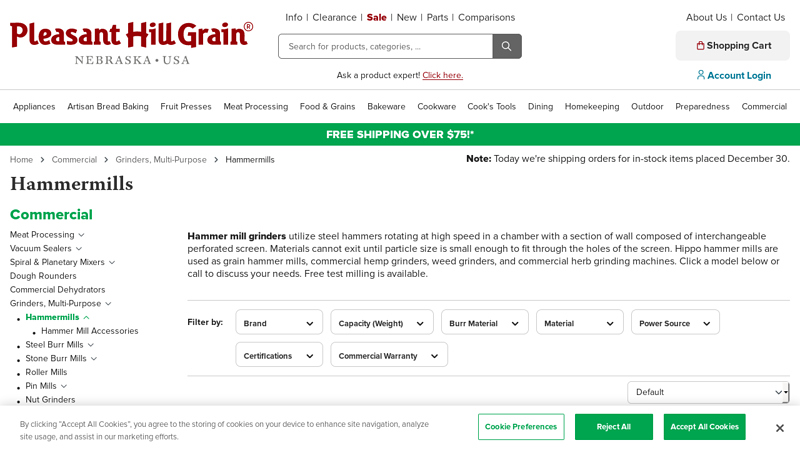 Hammer Mill for Grain, Industrial Hemp, Spice, Weed, Herb