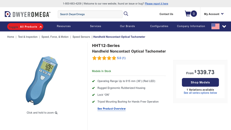 Handheld Noncontact Optical Tachometer