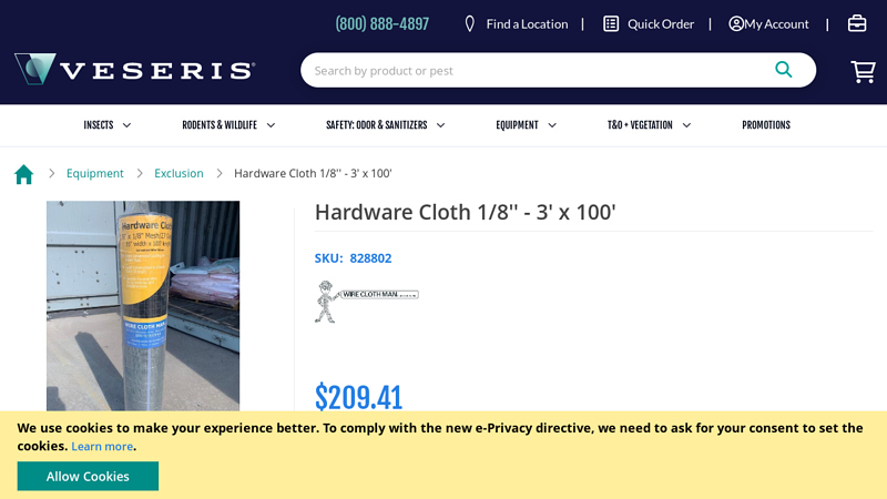 Hardware Cloth 1/8'' - 3' x 100'